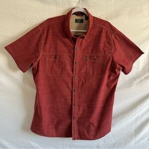 G.H.Bass & Co. Button Down Short Sleeve Shirt Maroon Red Size XXL